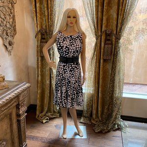 Forever Rose Black & White Fit and Flare Dress